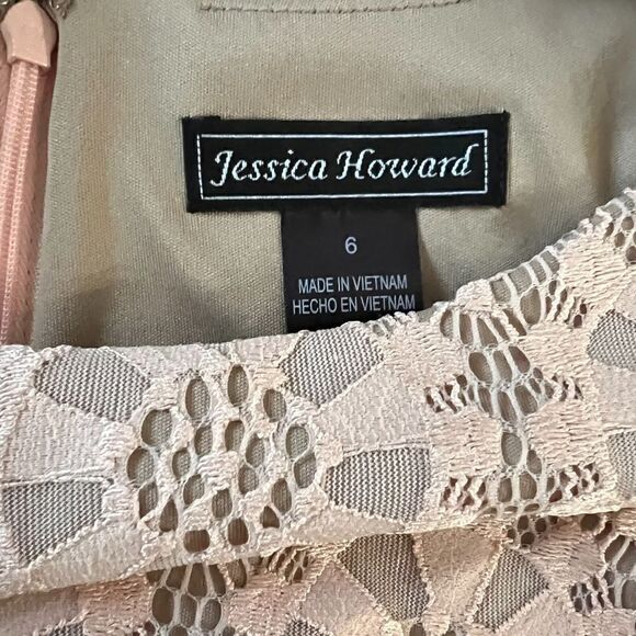 Jessica Howard Illusion Seath Foemal Dress Lace Pink Underlay 3/4 Sleeve NWT 6 - Picture 6 of 10